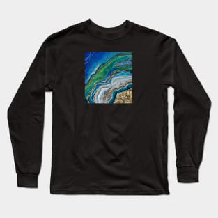 TURQUOISE WATERS Geode Agate Art Long Sleeve T-Shirt